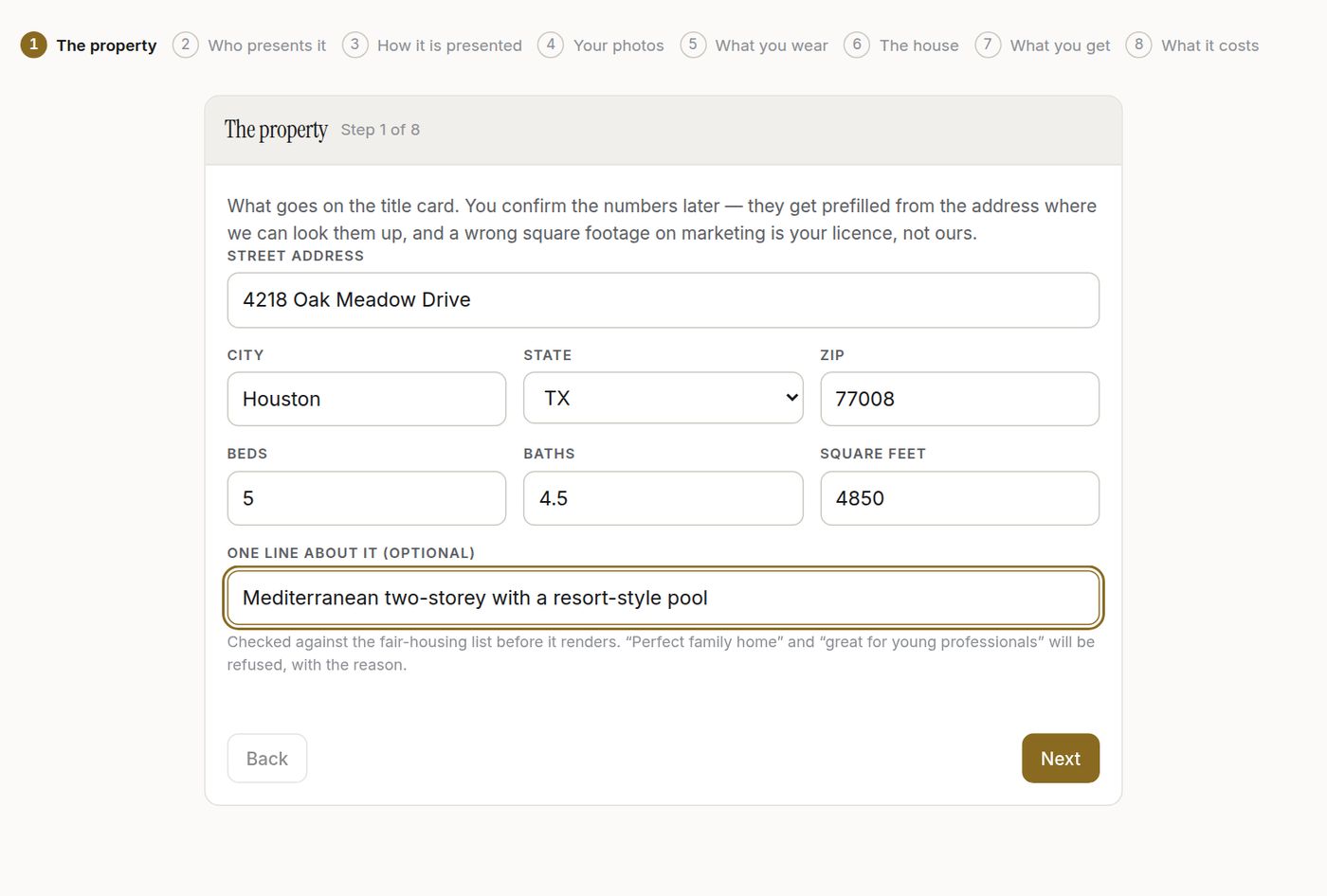 Tourline, step: The property